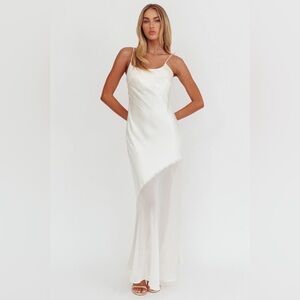 Gilded Dream Chiffon Hem Maxi Dress